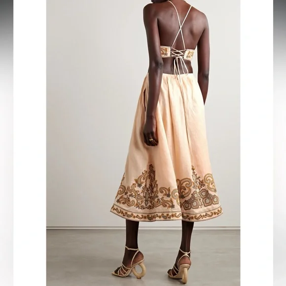 NWT Zimmermann Devi Embroidered Linen Midi Dress - Picture 4 of 16